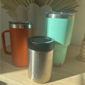 YETI Orange, Silver, and Mint Drinkware Trio